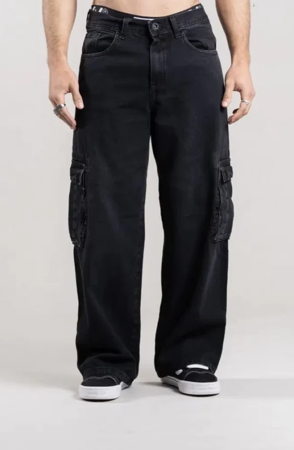 313- WIDE LEG CARGO BLACK