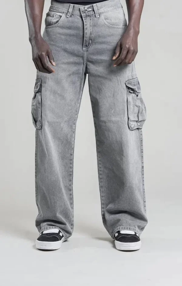 325- JEAN WIDE LEG CARGO GREY